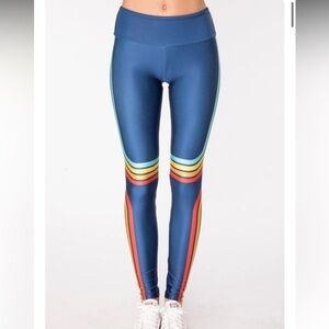 Goldsheep lucky stripe retro Leggings with Rainbow Stripes